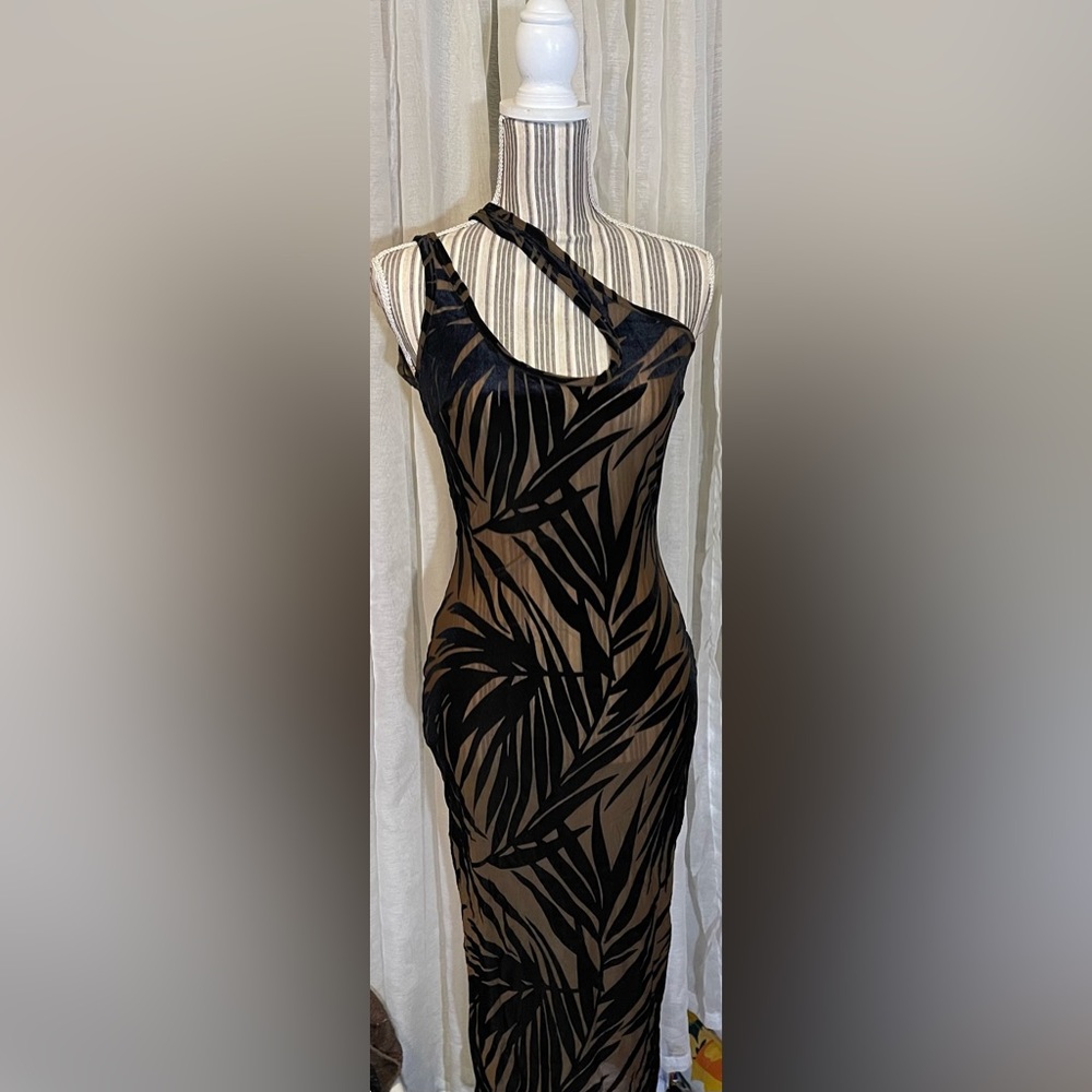 Palm tree mesh dress